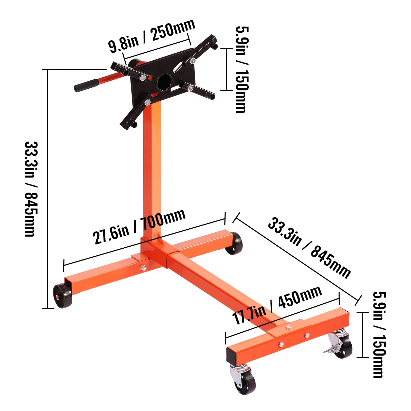 VEVOR Engine Stand 750lbs Motor Hoist Dolly 360 Degree Adjustable Mounting Head