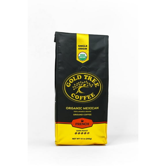 Gold Tree Organic Mexican Non-GMO and Kosher Coffee, French Roast, 12 oz