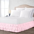 thumbnail image 1 of 100% Microfiber Multi-Ruffle King Size Bed Skirt (78" x 80") with 22" Tailored Drop Lenght, Easy Fit Ruffle Pattern with Adjustable Elastic & Gathered Styling Bed Frame Cover - Pink Solid., 1 of 3