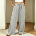 thumbnail image 2 of ZUBKTE Women's Fall Winter Sweatpants, Solid Elastic Drawstring Waist Loose Casual Long Trousers with Side Hidden Pockets S‑2XL, 2 of 9