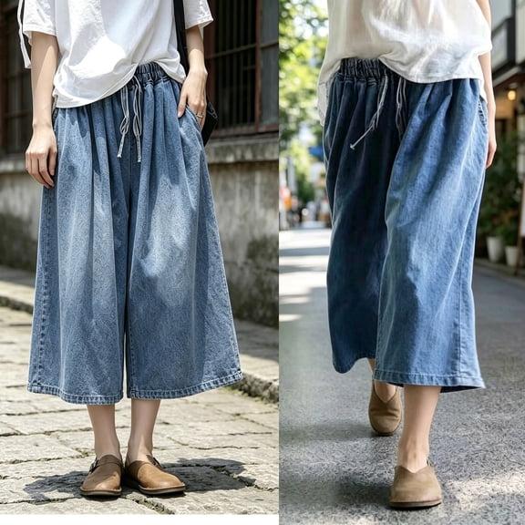 Zulora Women's Wide Leg Culotte Jeans High Waisted Baggy Denim Pants Loose Fit Cropped Trousers Casual Summer Loose Pants