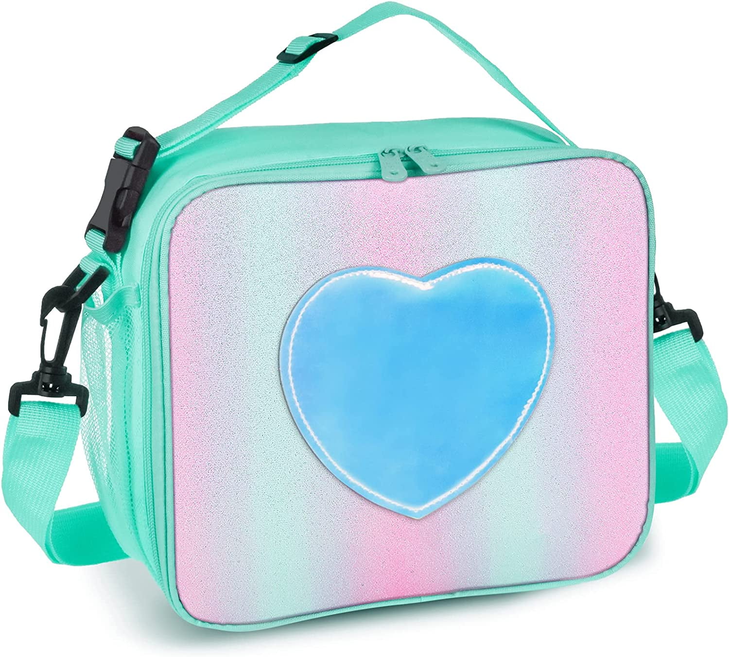 Lunch Bags for Kids Girls Insulated Lunch Boxes Cooler Lunch Tote Bag  Picnic Bag for School Children (Oblique rainbow, 11'')