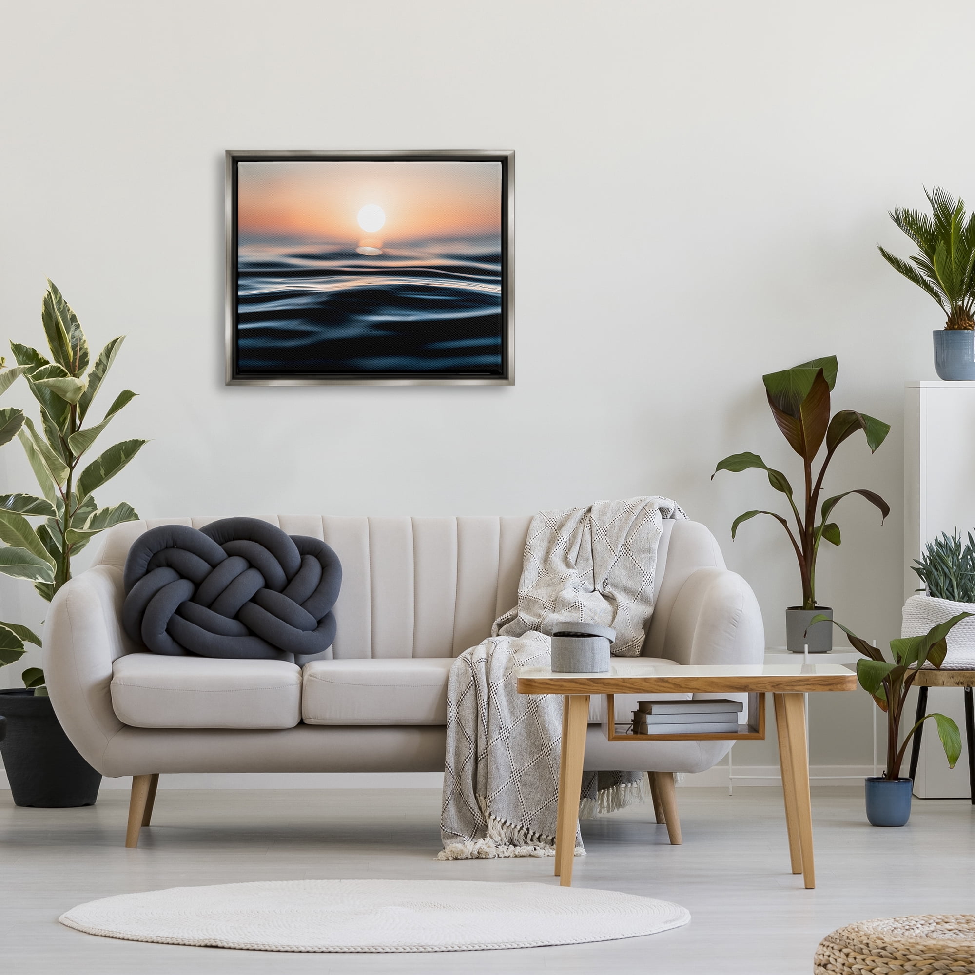 Stupell Industries Abstract Sunlit Ripples Landscape Painting Gray Floater Framed Canvas Art Print Wall Art, 31 x 25