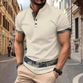 thumbnail image 2 of CaComMARK PI Mens Shirts Casual Stylish Button Down Short Sleeve Shirt Summer Vacation Shirts Loose Athletic Pullover Tee Khaki 8(L), 2 of 9