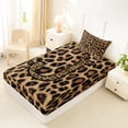 thumbnail image 4 of Erosebridal Women Cheetah Printed Twin Sheet Sets,Brown Leopard Pattern Monogrammed J Bedding For Adults 3pcs, 4 of 6