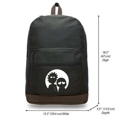Drop Purse - Rick and Morty Moonlight Canvas Teardrop Backpack with Leather Bottom Accents