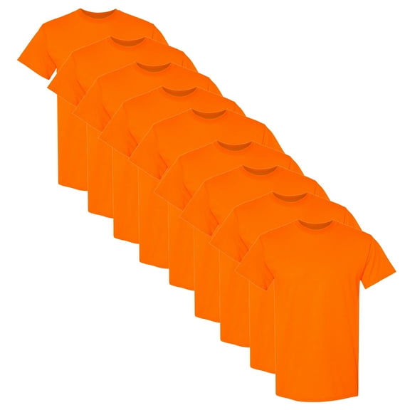 High Visibility Safety T-Shirt | Gildan Short-Sleeve Shirt, Safety Orange Tee | Pack 9, Size-S