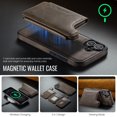 thumbnail image 3 of for iPhone 16 Wallet Case with Kickstand, Detachable Magnetic Card Holder, RFID Blocking PU Leather Cover, Drop Protective Classic Flip Back Case for iPhone 16, Coffee, 3 of 10