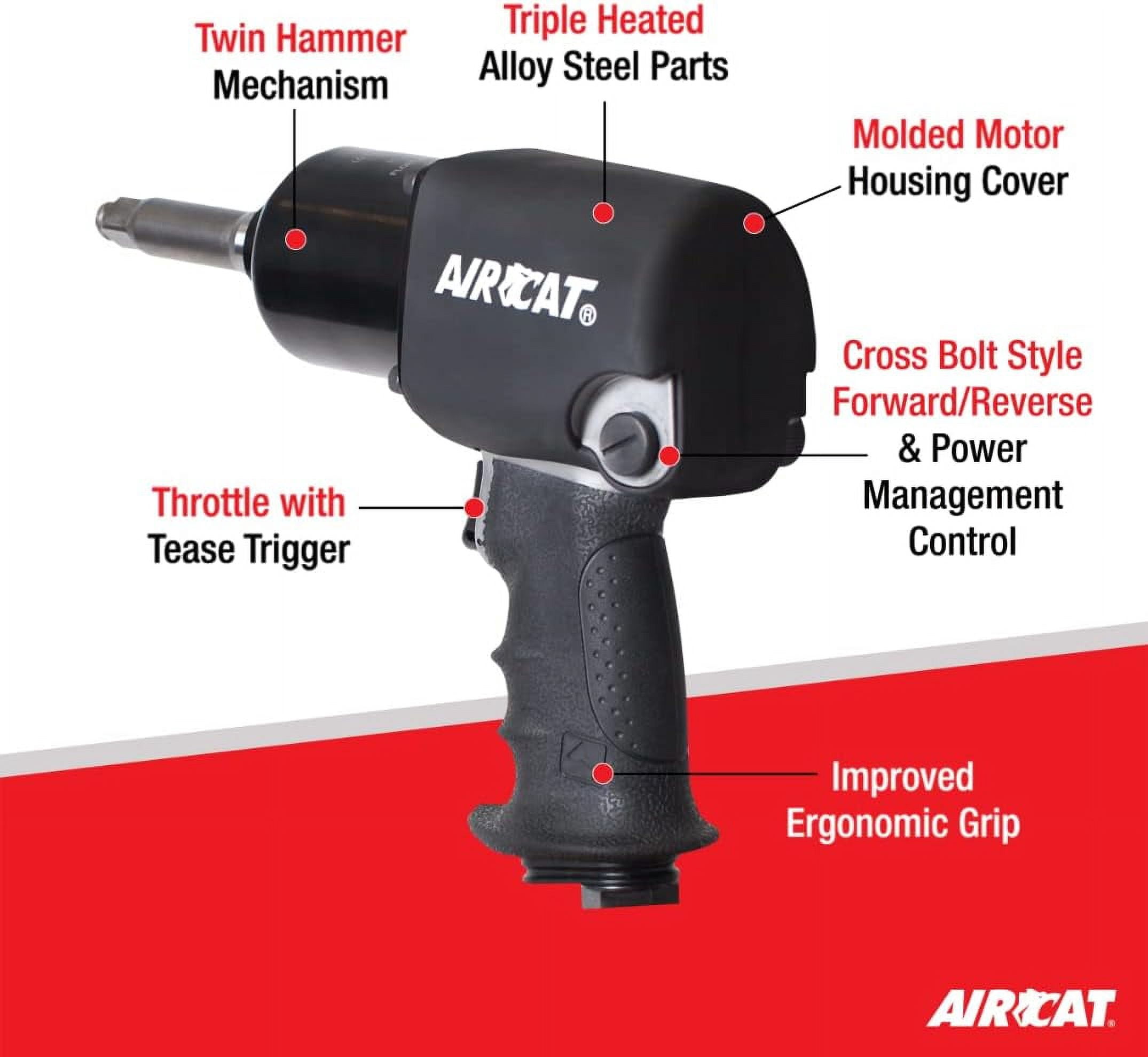 AIRCAT Pneumatic Tools 1460-XL-2: 1/2-Inch High Air Pressure Impact Wrench 900 ft-lbs - 2-Inch Extended Anvil