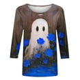 thumbnail image 5 of Jinhomg Womens Holiday Tunic Tops Cute Ghost Graphic 3/4 Sleeve Casual Tees Plus Size Comfy Fall Pullover Tops Summer Saving Blue M, 5 of 6