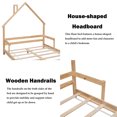 thumbnail image 4 of Bellemave Full Size Floor Bed with House-shaped Headboard and Handrails Full Wood Bed Frame with Wooden Slats Montessori House Bed Low Floor Bed (Full, Natural), 4 of 11