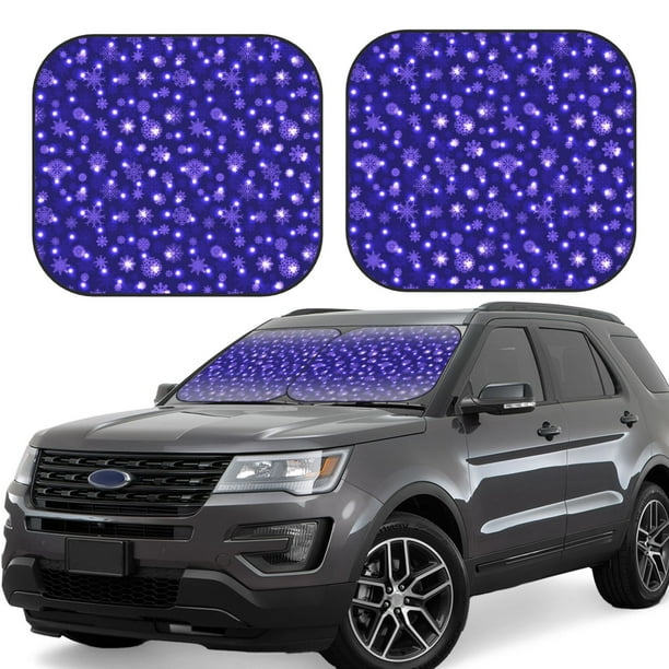 Balery Beautiful Purple Snowflakes Parasol para parabrisas de coche de 2 piezas | Parasol plegable para parabrisas delantero de coche para la mayoría de sedanes-Large