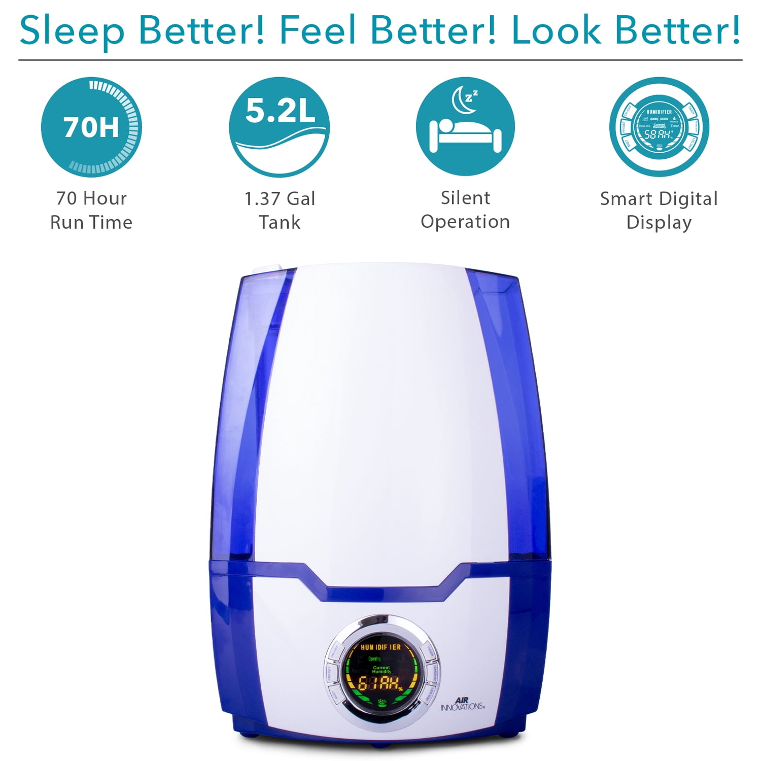 Air Innovations Great Innovations 1.37 gal 400 Sq Ft Digital Ultrasonic Cool Mist Humidifier