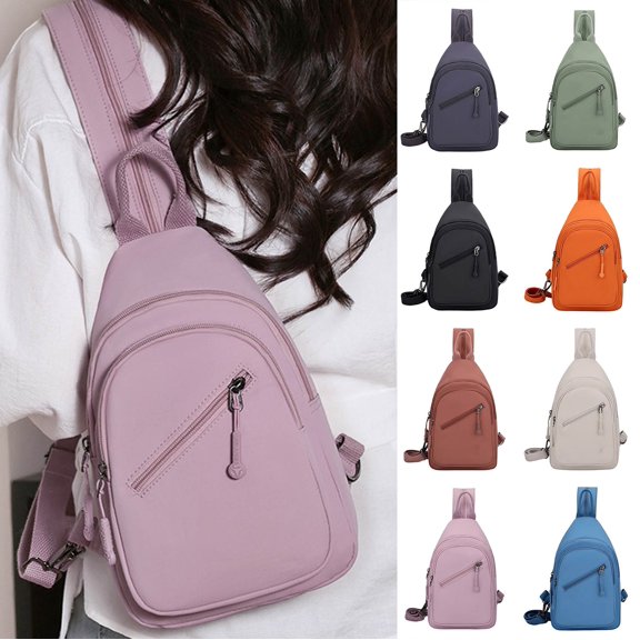 VeFlora Women's Adjustable Sling Crossbody Bag, Lightweight Water-Resistant Chest Backpack, Multi-Pocket Casual Purse for Work Travel Outdoor Daily Use(Light Purple/One Size)
