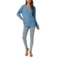 thumbnail image 2 of INSPIRE CHIC Suéter ligero de manga larga con cuello en V de punto waffle para mujer XL azul, 2 of 6