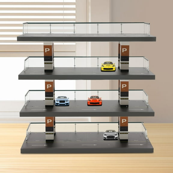 Griptix Mini Parking Lot Model 4 Layers Acrylic Showcase Model Garage Vehicle Collection