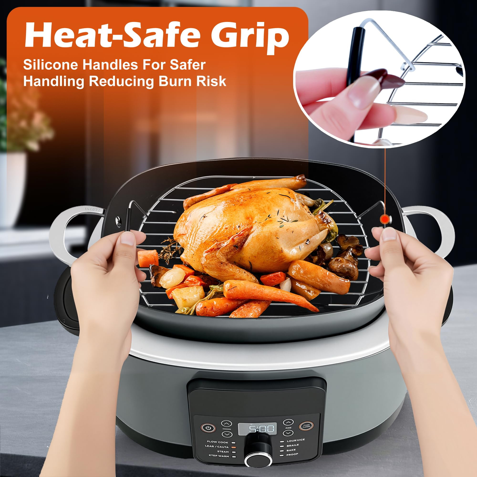 Roast and Steamer Rack Compatible with Ninja Foodi Possible Cooker Pro 8.5 Quart MC1000, MC1001