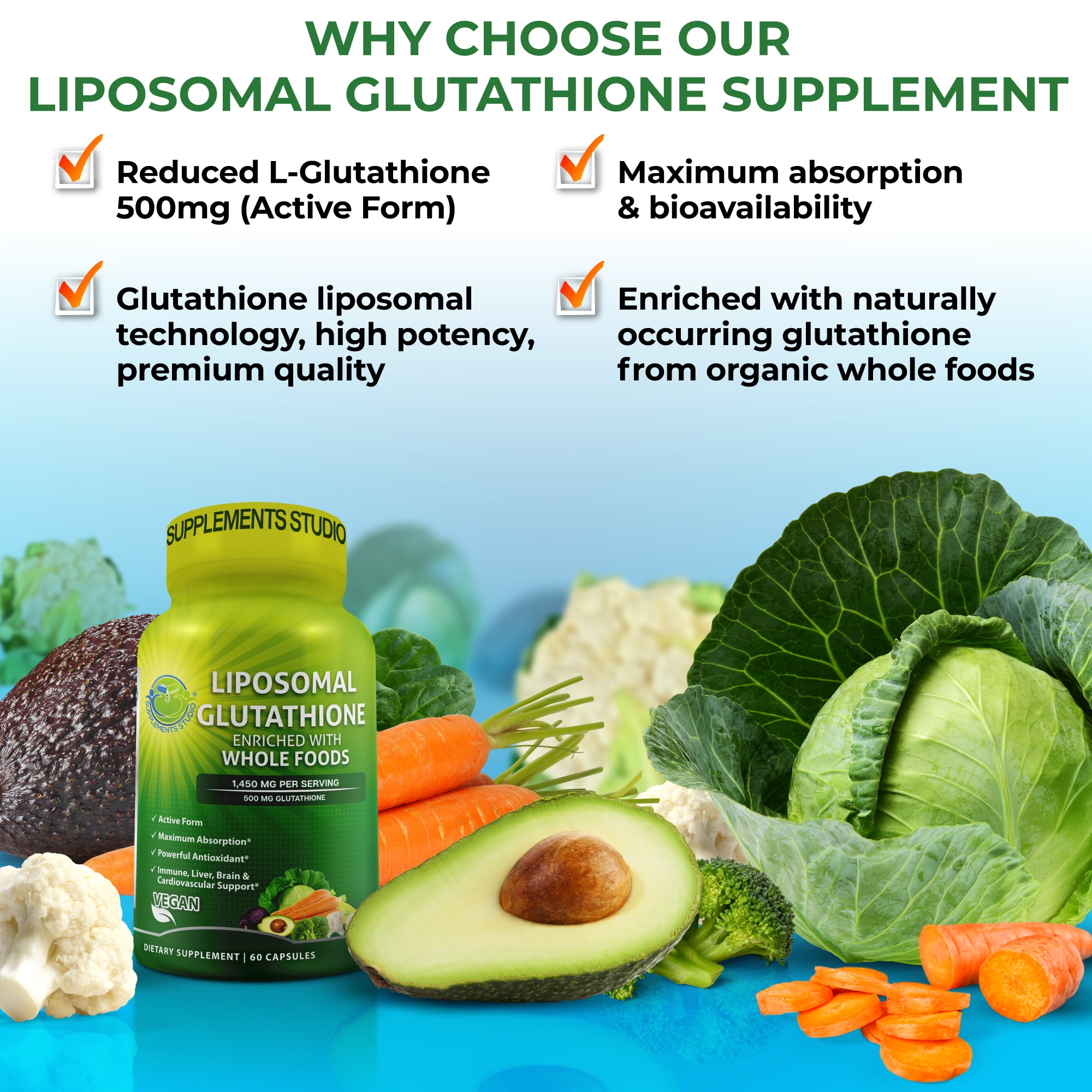boardroom organics liposomal glutathione Free Shipping! Supplements Studio Liposomal Glutathione 500mg with Whole  Foods, Antioxidant & Immune Support