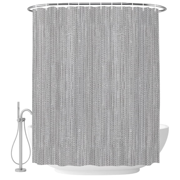 Decorative Shower Curtain Farmhouse Waterproof Bath Shower Curtains Bathroom Accessories Light Gray Machine Washable Curtain 48x72 Inch for Home Hotel Modern Minimalist Vertical Stripes Linen Texture