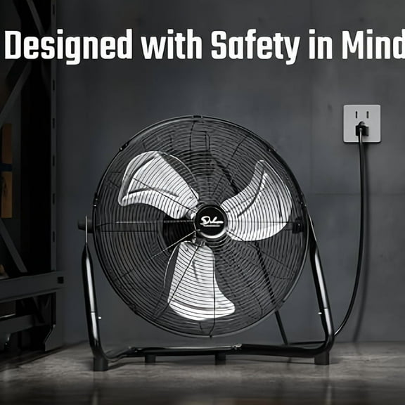 "20" Heavy Duty Industrial Floor Fan - 3-Speed High Velocity, Quiet Oscillation, Metal Build - For Warehouse/Workshop/Office/Home - Commercial & Residential Use