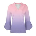 thumbnail image 5 of Womens Tunic Tops Dressy Casual V Neck Business Chiffon Blouses 3/4 Length Sleeve Pleated Trendy Work Shirts Pink S-Xxl, 5 of 6