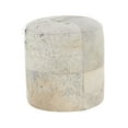 thumbnail image 6 of DecMode Leather Handmade Cowhide Stool with Patchwork Pattern, Gray, 6 of 13