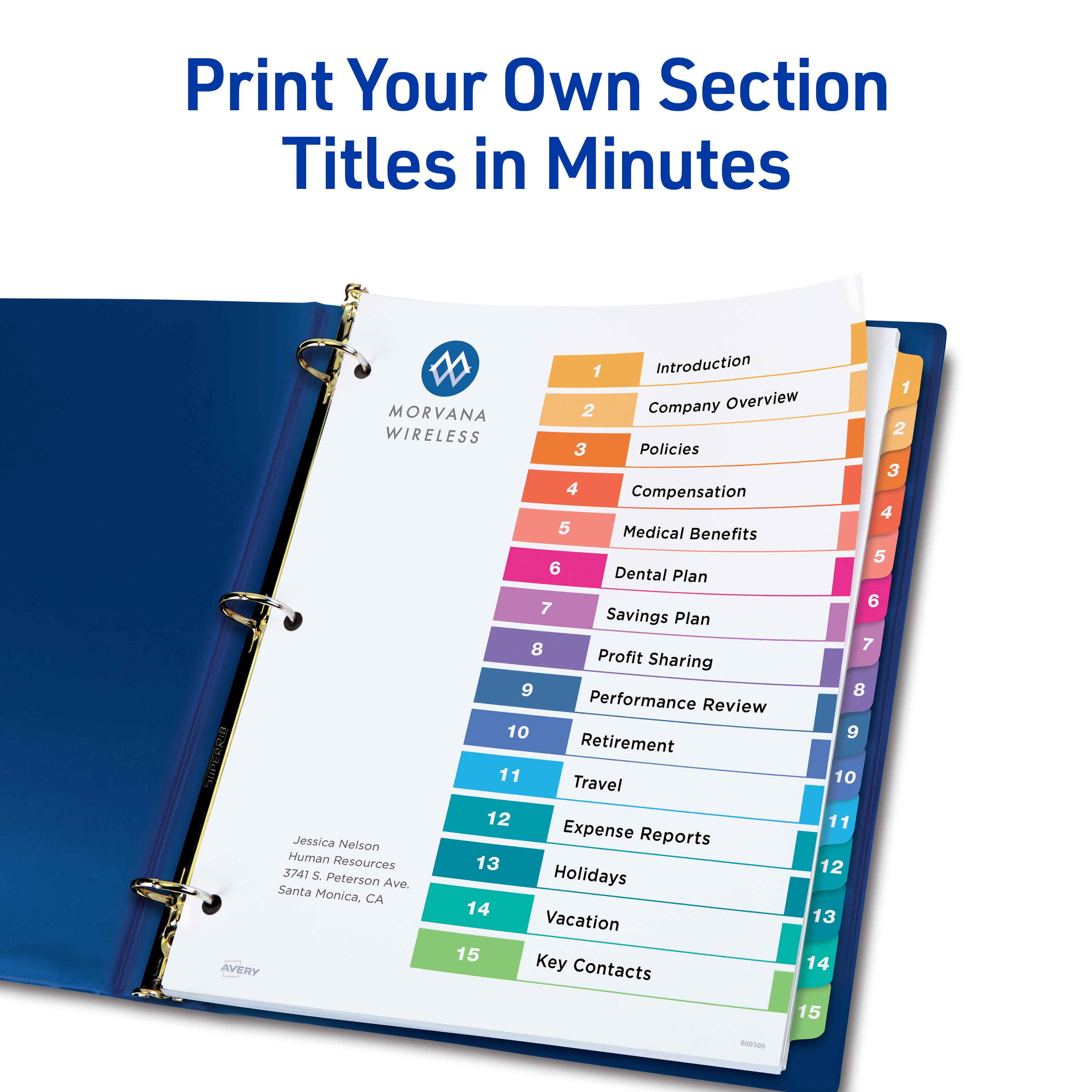 Avery Dividers, 15 Tabs, Ready Index, (3 Sets of 11074)