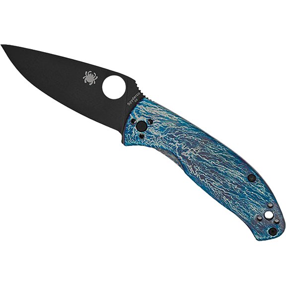 Spyderco Tenacious Pocket Knife 3.35" Clip Point D2 Black Blade Titanium Handle Disarray