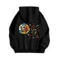 thumbnail image 5 of Trushirts Women's Floral Hoodie, Dandelion Print Relaxed Fit, 100% Polyester Black, Size M - Casual Trendy Wear, 5 of 5