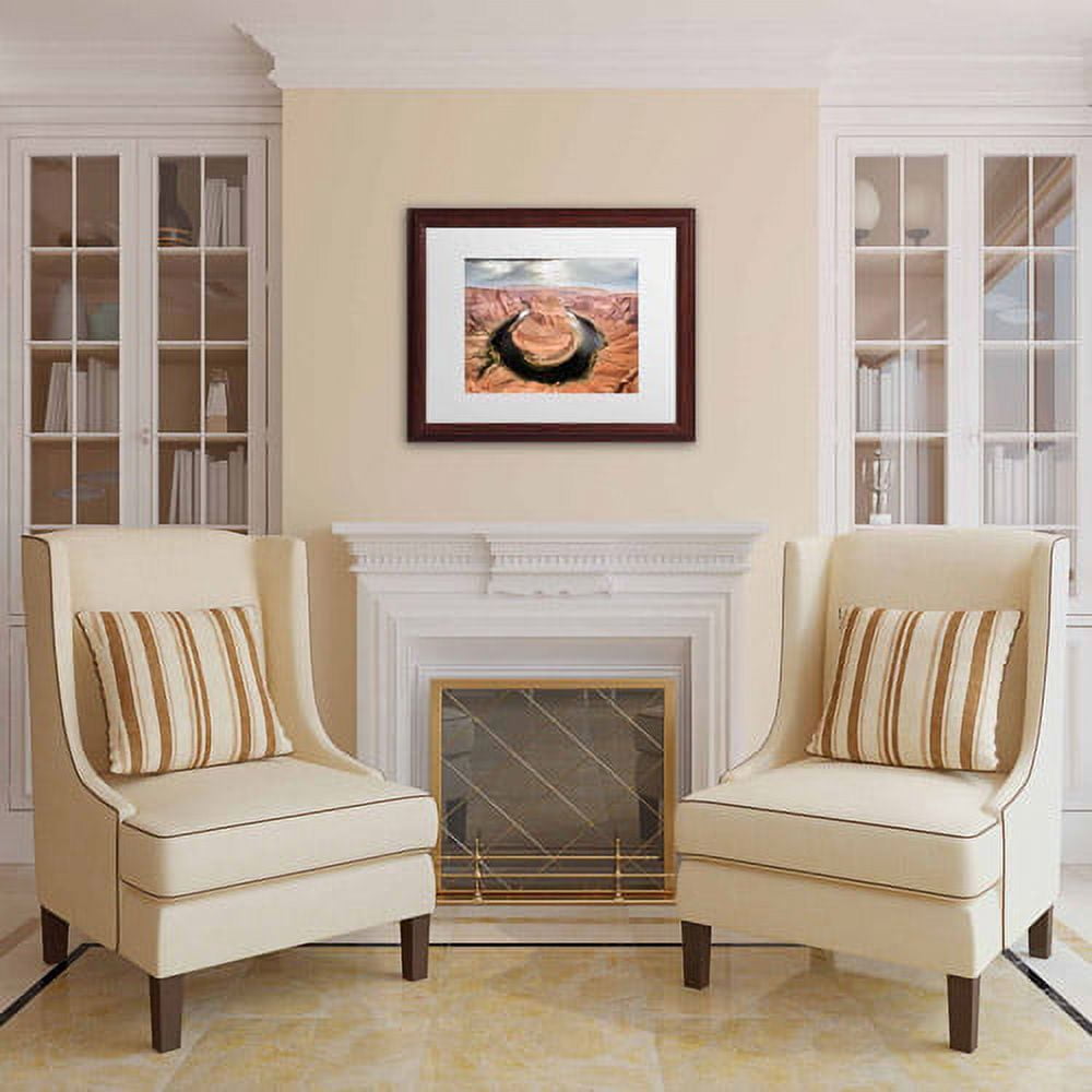 Trademark Fine Art "Horseshoe Bend" Canvas Art by Pierre Leclerc, White Matte/Wood Frame