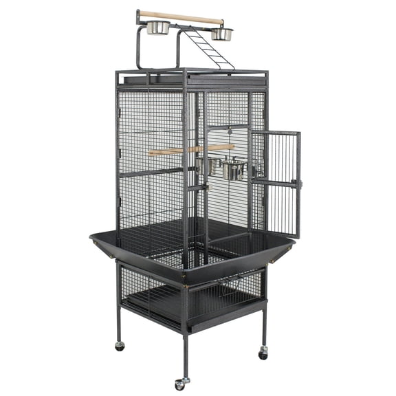 Zeny 61" Large Bird Cage with Rolling Stand Parrot Chinchilla Finch Cage Macaw Conure Cockatiel Cockatoo Pet House Wrought Iron Birdcage