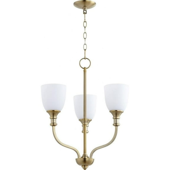 Transitional Three Light Chandelier-Aged Brass Finish-Satin Opal Glass Color Bailey Street Home 183-Bel-2535222