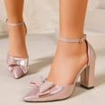 thumbnail image 5 of Purcolt Women's Sparkly Bow Buckle Pumps Dressy Casual Closed Pointed Toe Ankle Strap Heels Shiny Glitter Dress Shoes for Club Party Wedding, 5 of 9