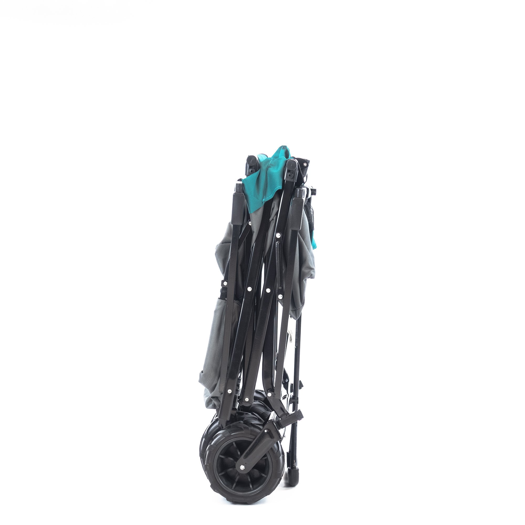 Creative Outdoor Collapsible Folding Wagon Cart for Cargo All Terrain Beach Park Garden Sports Camping Teal Gray with Canopy