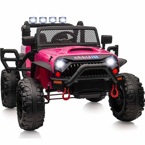 Hikiddo 24V 9Ah Kids Ride on Toys, 2 Seater Electric Ride on Car Truck for Big Kids w/ Remote, 400W Power - Rose Pink
