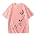 thumbnail image 5 of KAUOD Girls Short Sleeve Shirt Cute Bow Print Summer Tees Tops Teen Kids Loose Fit Crew Neck Casual Graphic T-Shirt Clothes, 5 of 6