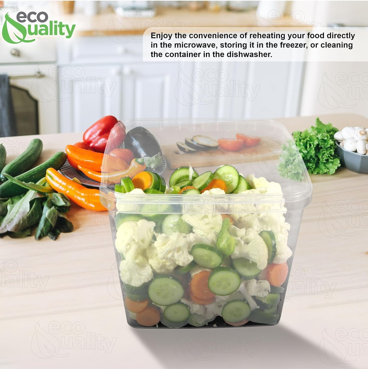 150 oz Square Clear Stackable Deli Containers with Airtight Tamper-Proof Lids, BPA-Free Plastic Food Storage, Microwave, Freezer Safe, Meal Prep, Takeout Containers for Kitchen, Restaurants (10)