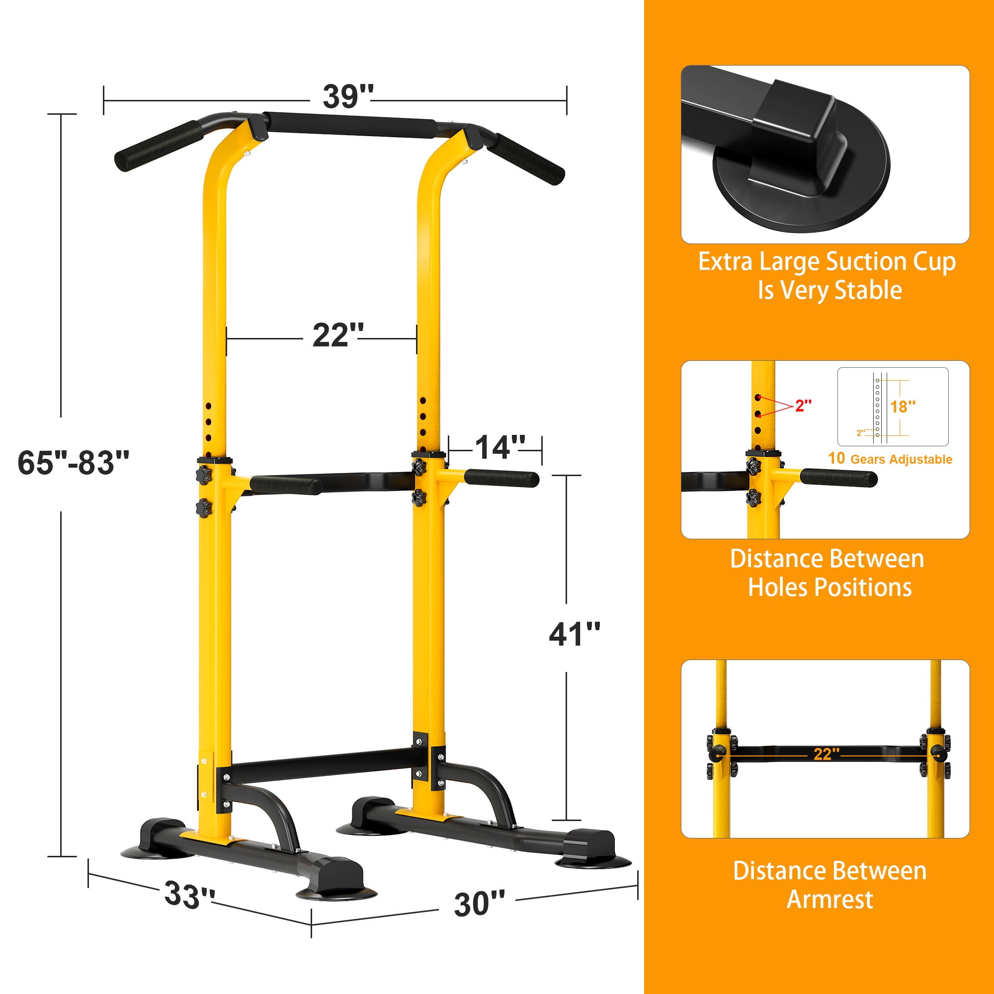 SogesPower Adjustable 83"H Pull up Bar Power Tower Multifunctional Fitness Station for Home