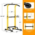thumbnail image 4 of SogesPower Power Tower Dip Station 65"~83"H Adjustable Pull up Bar for Home Gym Strength Training Fitness Excercise Equipment, Yellow, 4 of 8