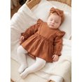 thumbnail image 6 of Loicainy Infant Baby Girl Romper Dress 3 6 9 12 18 Months Long Sleeve Round Neck Bodysuit and Headband Set, 6 of 9
