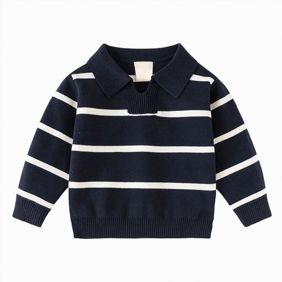 Enyan Boys Shirt for Fall Winter Size 1-6T Toddler Boy Clothes Long Sleeve Striped Tee Top(18-24 Months)