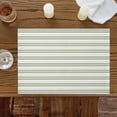 thumbnail image 2 of Placemats for Dinning Table Set of 8, Boho Sage Green Stripe Abstract Geometric White Minimalist Burlap Kitchen Place Mats Waterproof Cloth Table Mats, Indoor Outdoor Placemats Dinner Decor, 2 of 8