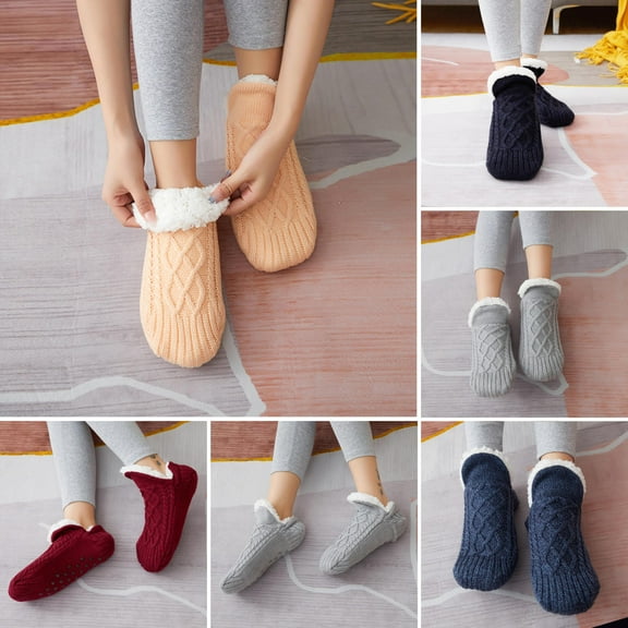 Zhaomeidaxi Floor Socks Are Thickened and Velvet in the Tube Step on the Floor Socks for Cold, Warm and Comfortable Winter Home Essential Socks Black 28cm