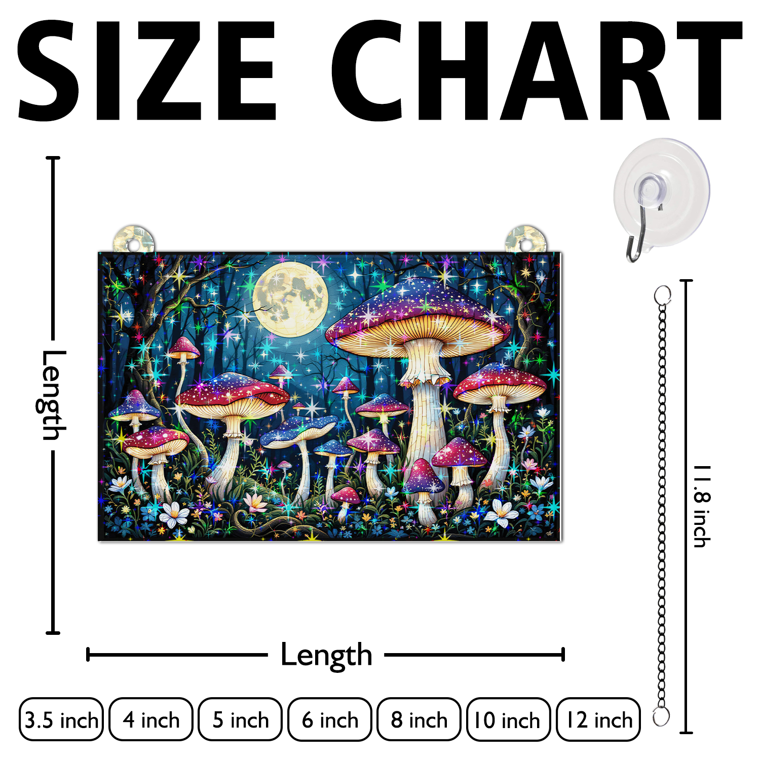 89Bloom Mushroom Forest Stained Glass Hologram Ornament, Stained Glass Suncatcher Ornaments Home Decor, Holographic Ornaments