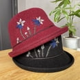 thumbnail image 2 of CoCopeaunts Thickened Wool Women Bucket Hat Winter Fashionable Flower Embroidery Fisherman Hat Cold Proof Roll up Brim Basin Hat, 2 of 8