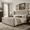 Beige, variant on Amerlife Queen Bed Frame with Velvet Upholstery, Tufted Wingback Headboard and Nailhead Trim, Cream