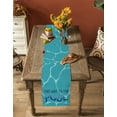 thumbnail image 5 of Table Runner Dresser Scarves 120 Inch Long, Summer Swimming Pool Quote Linen Dining Table Runners Blue Pond Water Wave Tabletop Scarf for Wedding Holiday Party Kitchen, 5 of 7