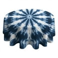 thumbnail image 4 of Blue Tie Dye Starburst Pattern Round Tablecloth 60"x60",Wrinkle Wipeable Table Cloth for Kitchen Dining Room Picnic Patio Party, 4 of 6