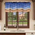 thumbnail image 6 of Blue Brown Beach Curtain Valances for Windows, Kitchen Valance Window Treatments Panel 2 Pack, Abstract Striped Gradient Ocean Sand Rod Pocket Short Curtains for Bathroom Bedroom 54 x 18 Inch, 6 of 8