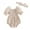 Beige, variant on Musuos Baby Girl Summer Romper 3M 6M 9M 12M 18M Solid Color Puff Sleeve Ruffled Neckline Shirred Jumpsuit with Bow Headband for Infant